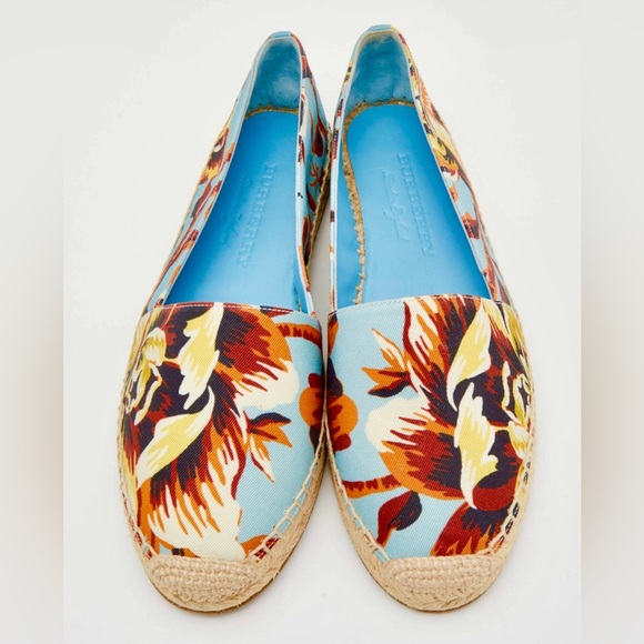 BURBERRY MULTICOLOR FABRIC CANVAS FLORAL HODGESON ESPADRILLE FLATS SIZE 41 - Picture 4 of 15